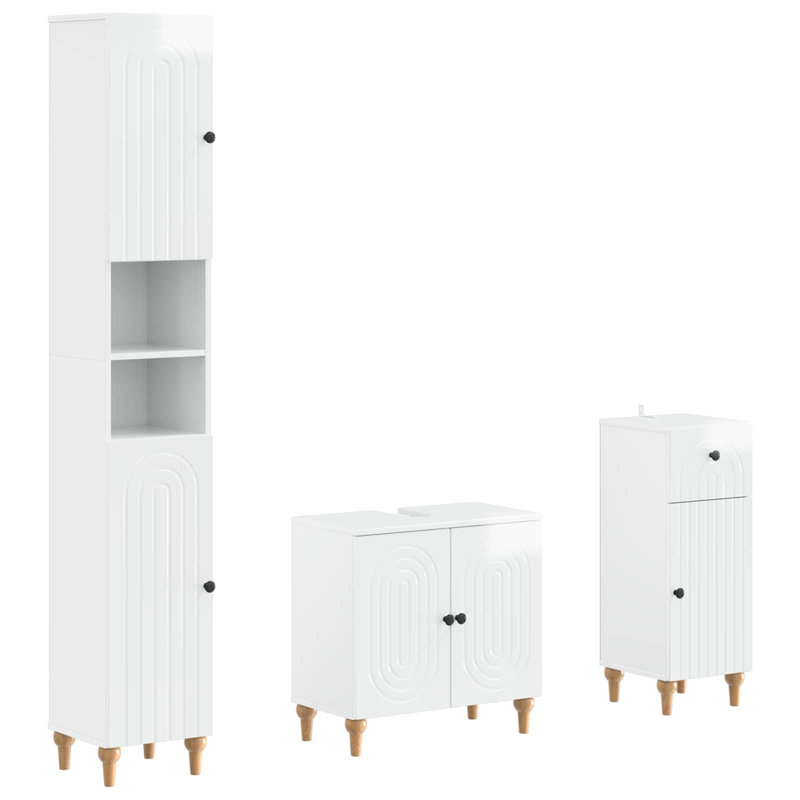 Bathroom Storage Furniture Set, High Gloss White