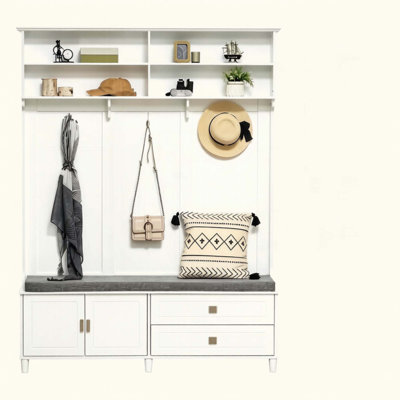 Stylish Coat Rack Tree with Storage Space,Entryway Hall Tree,Chic Hall Tree