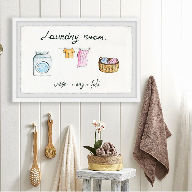 «Laundry Wash Dry Fold» - peinture encadrée, H 30 po x l 45 po x P 1,5 po