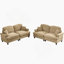 Ensemble de canapé modulaire classique 2 pièces avec volants amovibles, accoudoirs évasés et pieds fuselés pour un siège de salon élégant-372396343