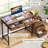 Reversible Computer Desk With 5 Drawers And File Cabinet, Rustic Home Office Desk With Printer Stand, Industrial Writing Table With Storage For Small Spaces-580195661