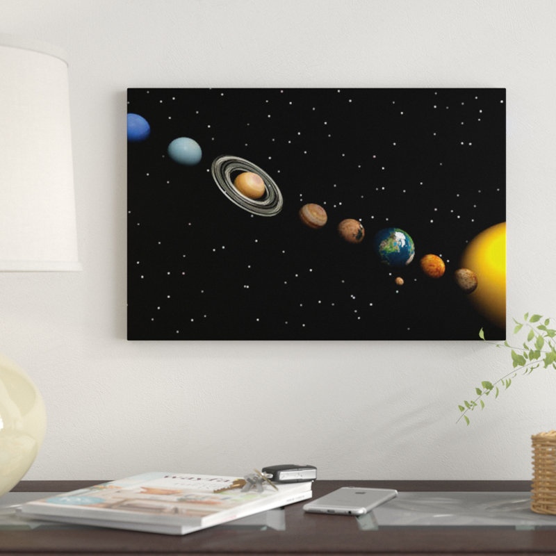 Planètes du système solaire par Elena Duvernay - reproduction d'art sur toile tendue, H 18 po x l 26 po x P 1,5 po