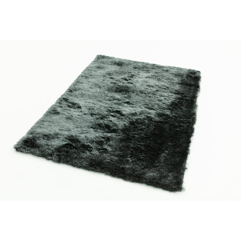 Makaila Silky Shaggy Graphite Area Rug, Rectangle 90 x 150cm