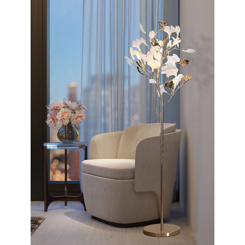 Light Luxury Style Iron and Ceramic-like Plastic Floor Lamp, Gold