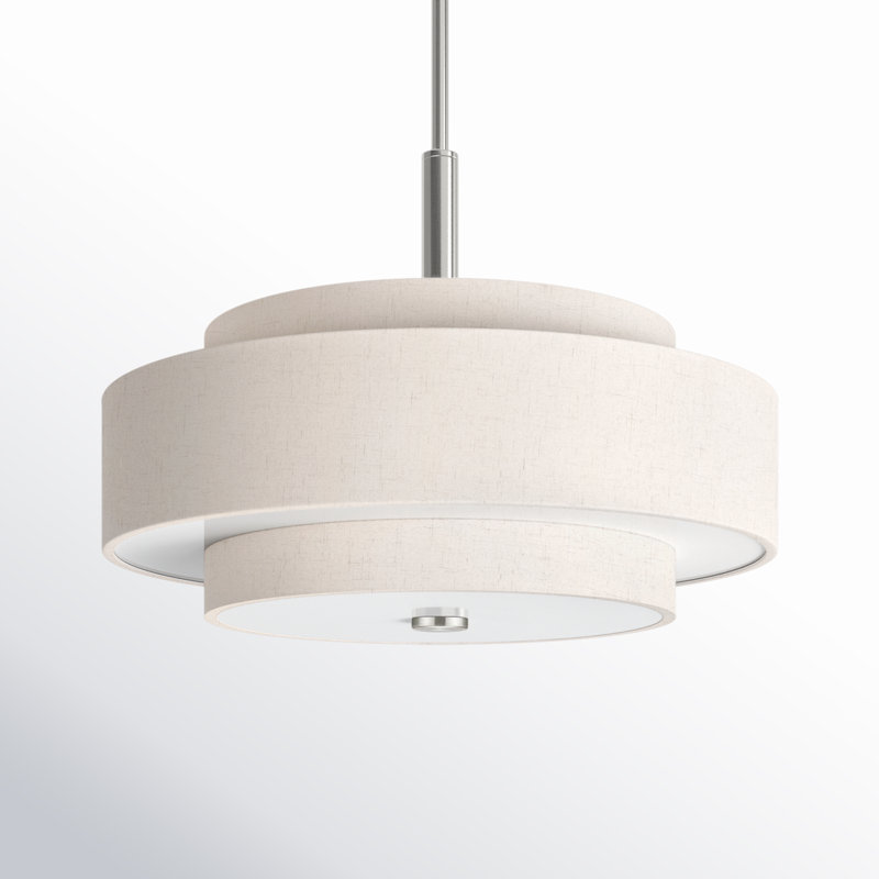 Lustre cylindrique à abat-jour Flaire 4, Nickel brossé, Gruau