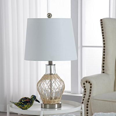 Narva 22" Beige/Clear/Silver Bedside Table Lamp