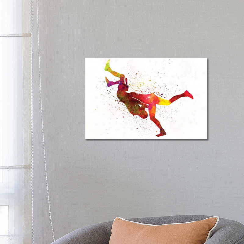 Wrestlers Wrestling Men In Watercolour II by Paul Rommer - Wrapped Canvas Painting, 66.04 cm H x 45.72 cm W