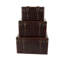 Brown Faux Leather Nesting Upholstered Decorative Trunk with Vintage Gold Accents and Studs, Set of 3