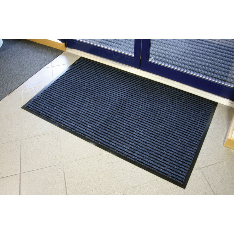 Markowitz Non-Slip Indoor Doormat, Rectangle 60 x 90cm, Black/Blue