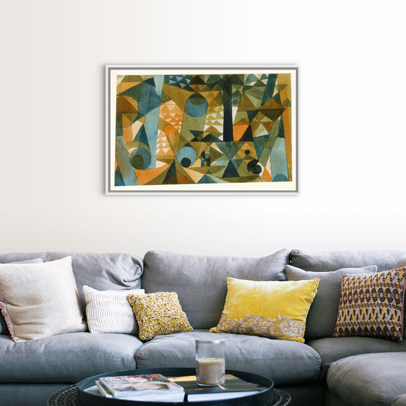 Reproduction d’art sur toile, "composition" par Paul Klee, H 34 po x l 50 po x P 1,75 po, Cadre blanc