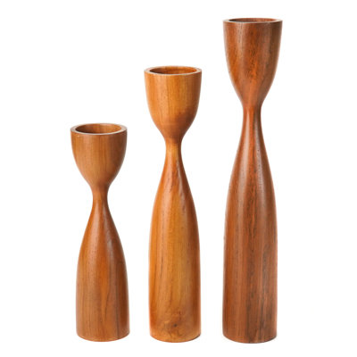 11.8'' H Wood Candlestick