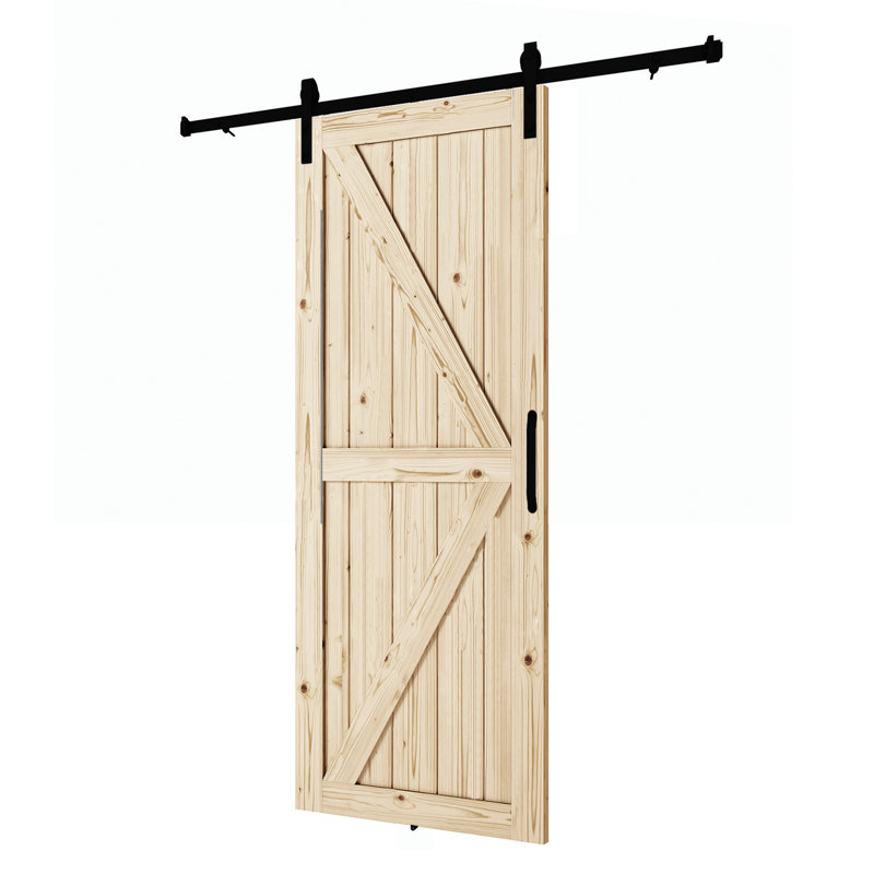37 in. x 84 in. x 1-1 3/8 in. Chalet Unfinished Knotty Pine Wood Barn Sliding Door Hardware Kit