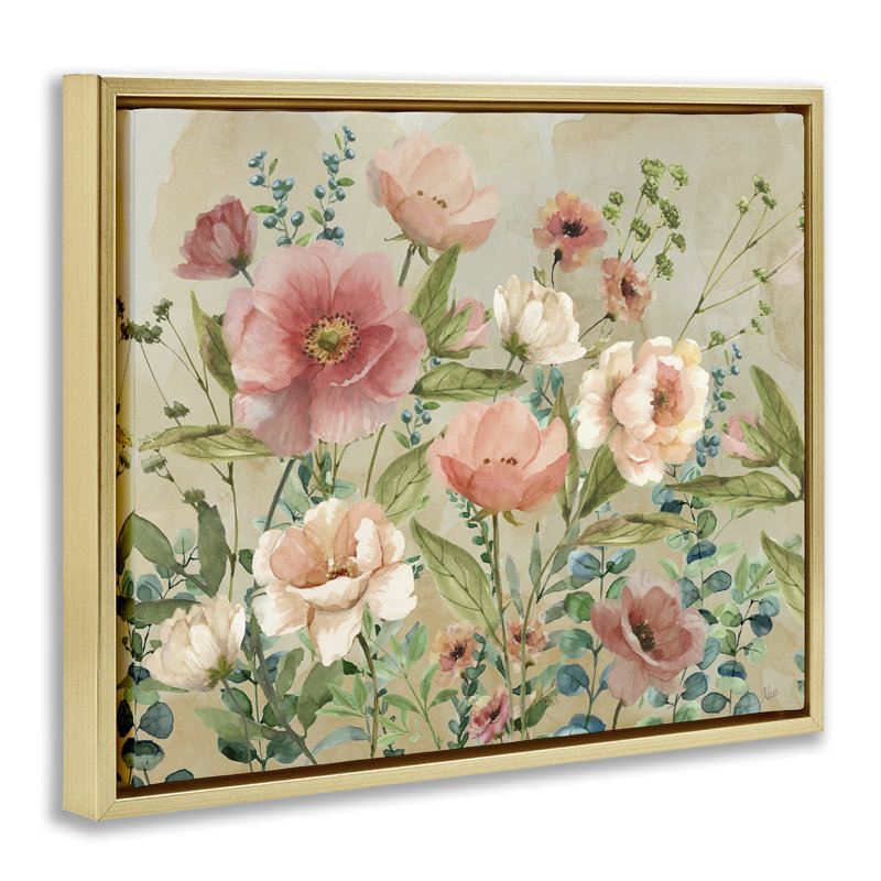 Cadre flottant Floral Surprise Garden, design par Nan, H 17 po x l 21 po, Cadre flottant métallique doré
