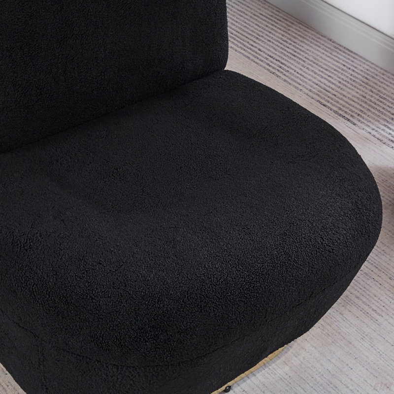 Fauteuil d'appoint pivotant moderne, fauteuil demi-tonneau avec base en acier inoxydable à finition dorée (fauteuil d'appoint)