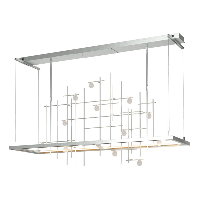Four Seasons Spring Kitchen Island Linear LED Pendant, Long, Vintage Platinum