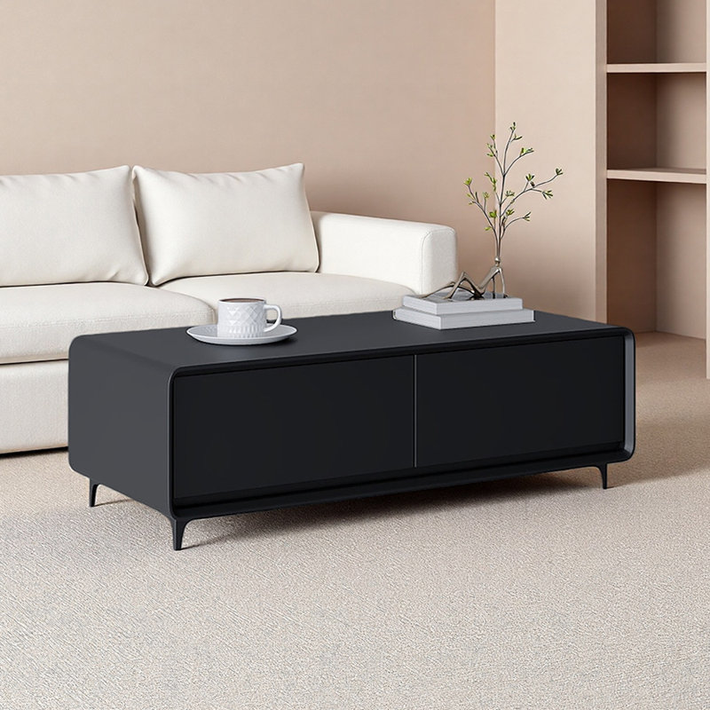 Table basse en bois massif avec rangement Modern Simplicity, Noir, H 16,53 po x L 51,18 po x l 27,55 po