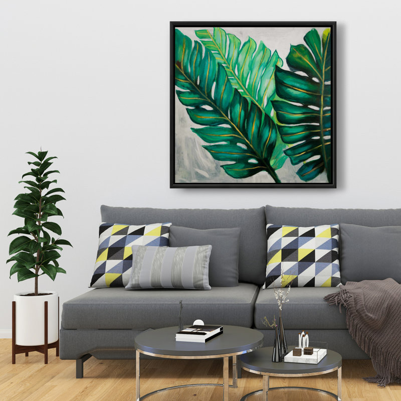 «Three Big Exotic Plant Leaves», art sur toile botanique