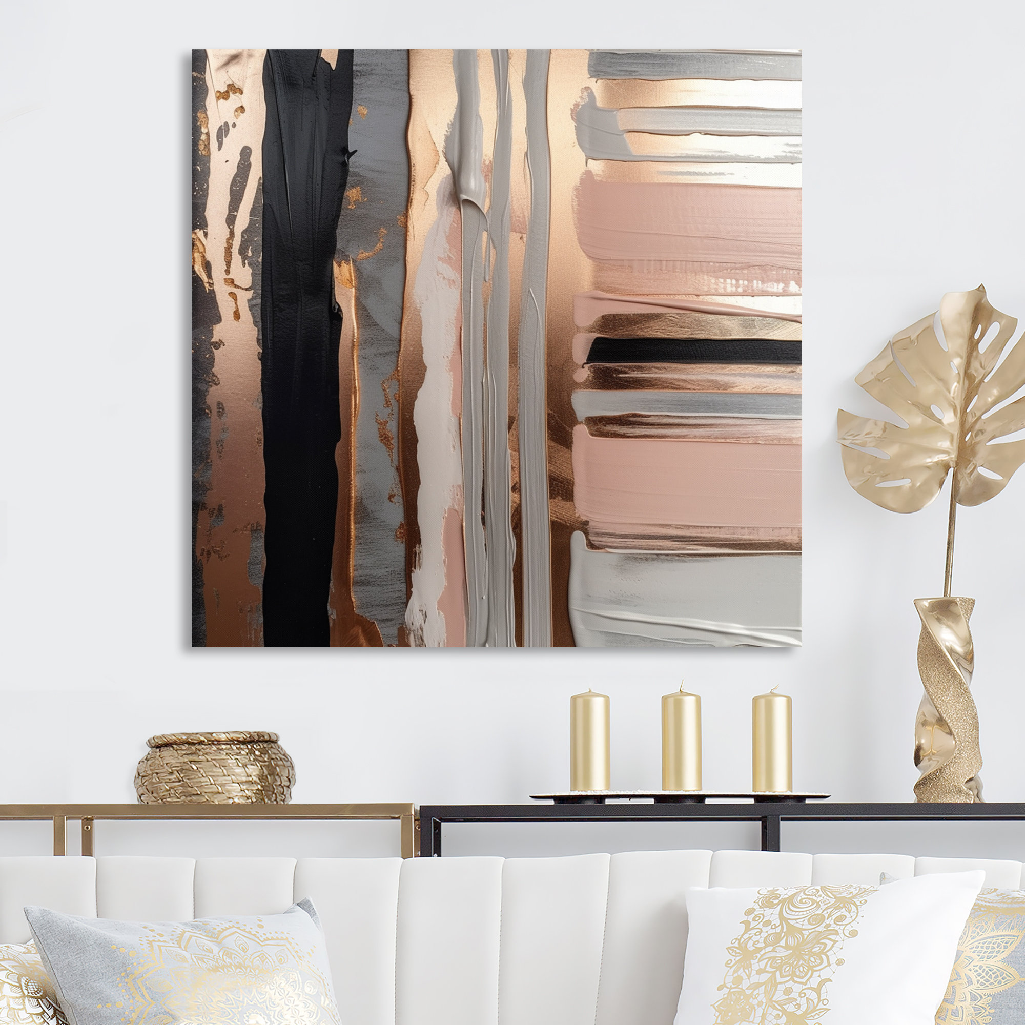 Mercer41 Rosegold and Pink Forms in Contemporary I - Unframed Graphic ...