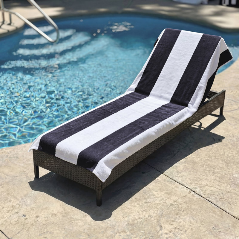 Serviette de plage en coton à rayures Cabana, Gris anthracite