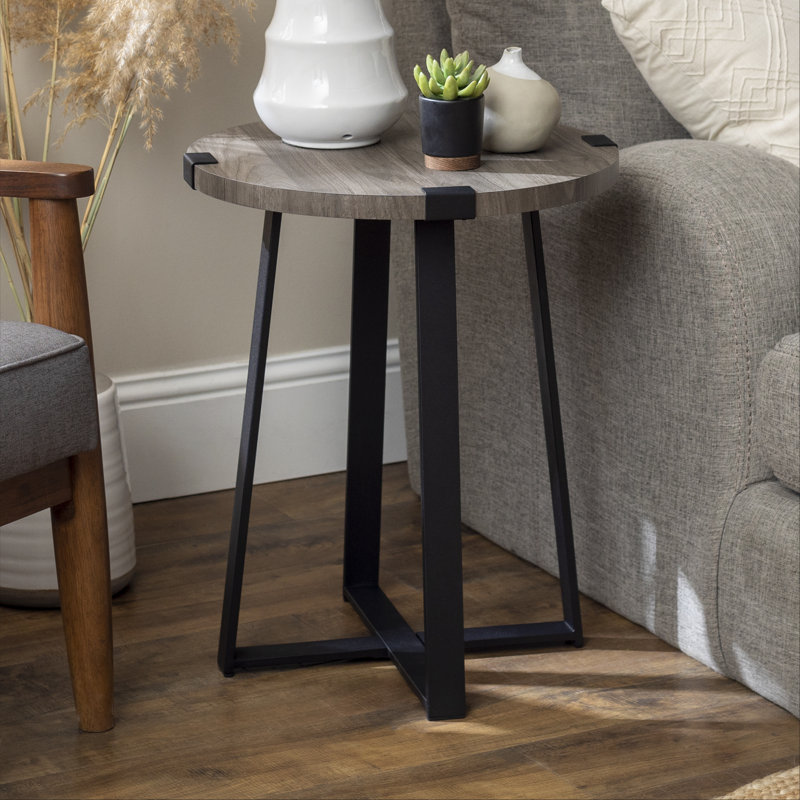 Paramus 22'' Tall Cross Legs End Table, Slate Gray
