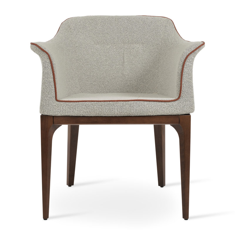 London Arm Wood Chair in Boucle Fabric