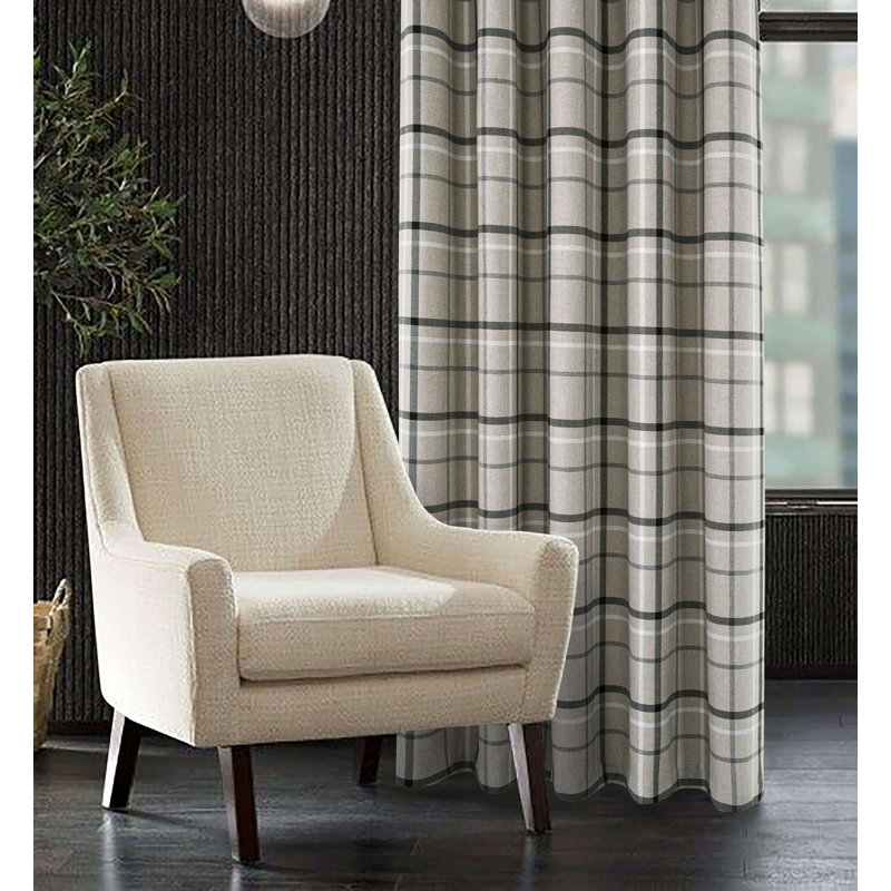 Groover Check Eyelet Room Darkening Curtains, Blue, 165cm Width x 137cm Drop 
