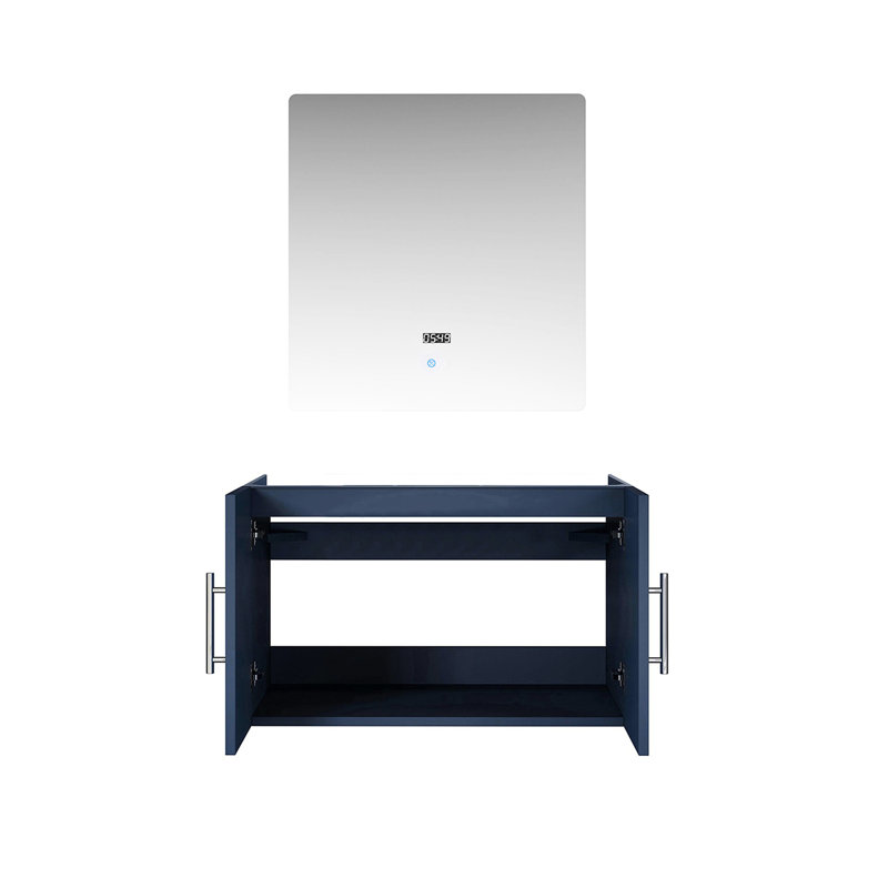 Bleu marine 30 po Meuble-lavabo avec miroir à DEL inclus - Armoire de salle de bain à assemblage facile et de qualité suffisante