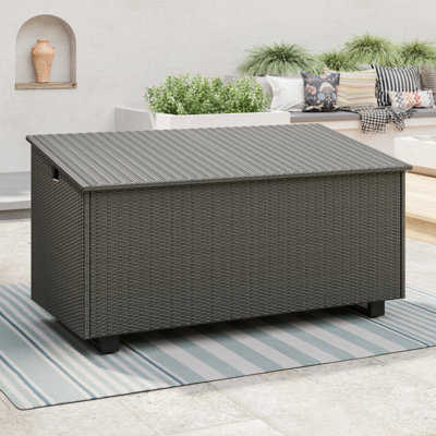 Kristiana 204 Gallon Water Resistant Wicker / Rattan Outdoor Deck Box with Metal Sled Base by Etta Avenue
