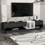 Meuble télé élégant et élégant avec solution de rangement parfaite, console multimédia bicolore pour téléviseur de 80 po ou moins, meuble télé fonctionnel avec compartiment polyvalent pour le salon, noir-120358998
