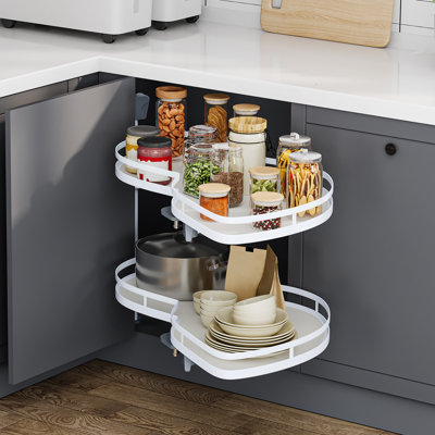  Swing Right Blind Corner Kitchen Cabinet Pull Out Organizer - 2 - Shelf Lazy Susan Organizer For 36" Blind Corner Kitchen Cabinet