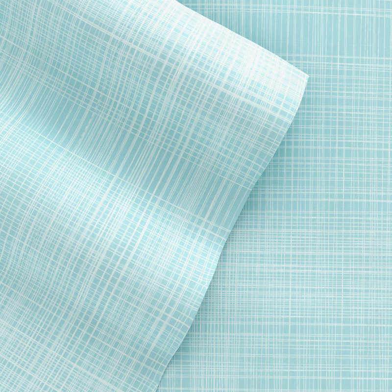 Aqua Floral Print California King Microfiber Sheet Set