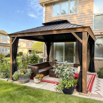 Pavillon de jardin extérieur en acier galvanisé à grain dur pour terrasse de patio 12 pi x 12 pi PURPLE LEAF