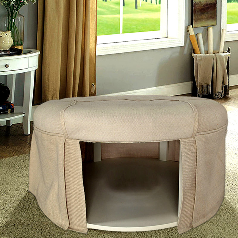 Repose-pieds rond capitonné Jazmine, Beige