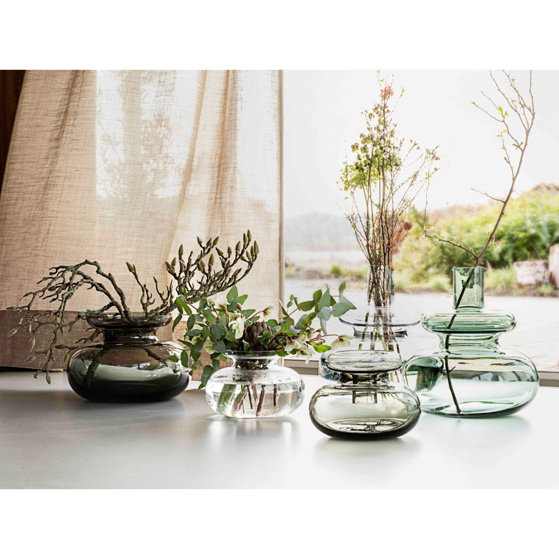 Daralynn Glass Table Vase, 25cm H x 23cm W x 23cm D, Green