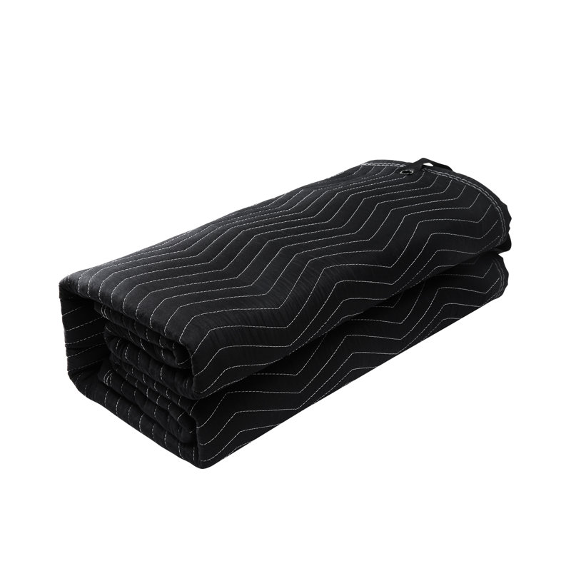 Extra Large Black Polyester Sound Dampening Blanket with Grommets