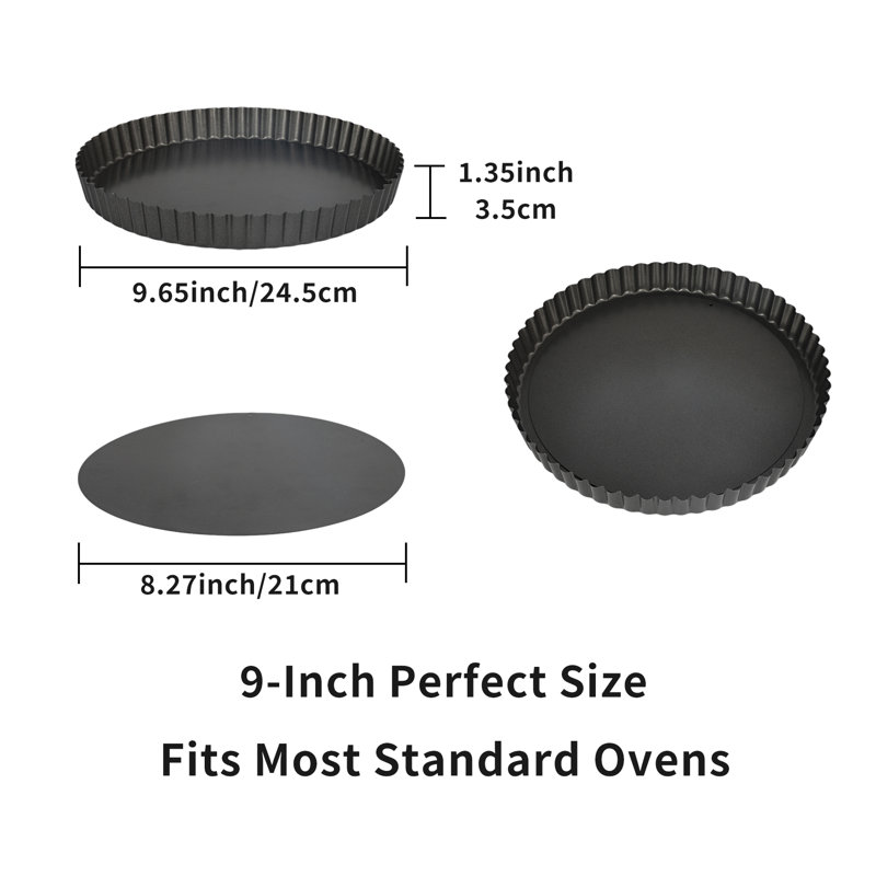 LISI Lot de 2 moules à tarte de 23 cm, fond fixe, antiadhésif, en acier au carbone