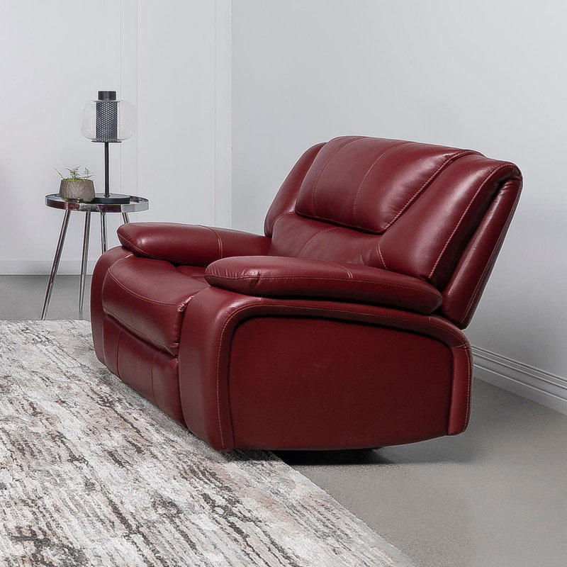 Fauteuil inclinable et oscillant rembourré noir, Similicuir rouge