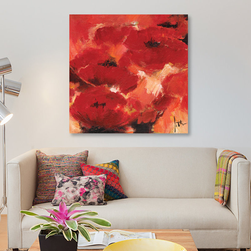 «Abstract Flowers II», impression sur toile, H 37 po x l 37 po x P 1,5 po, Pas de tapis, Toile tendue