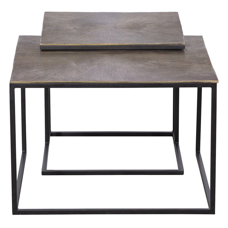 Rectangular Black Metal Nesting Coffee Tables