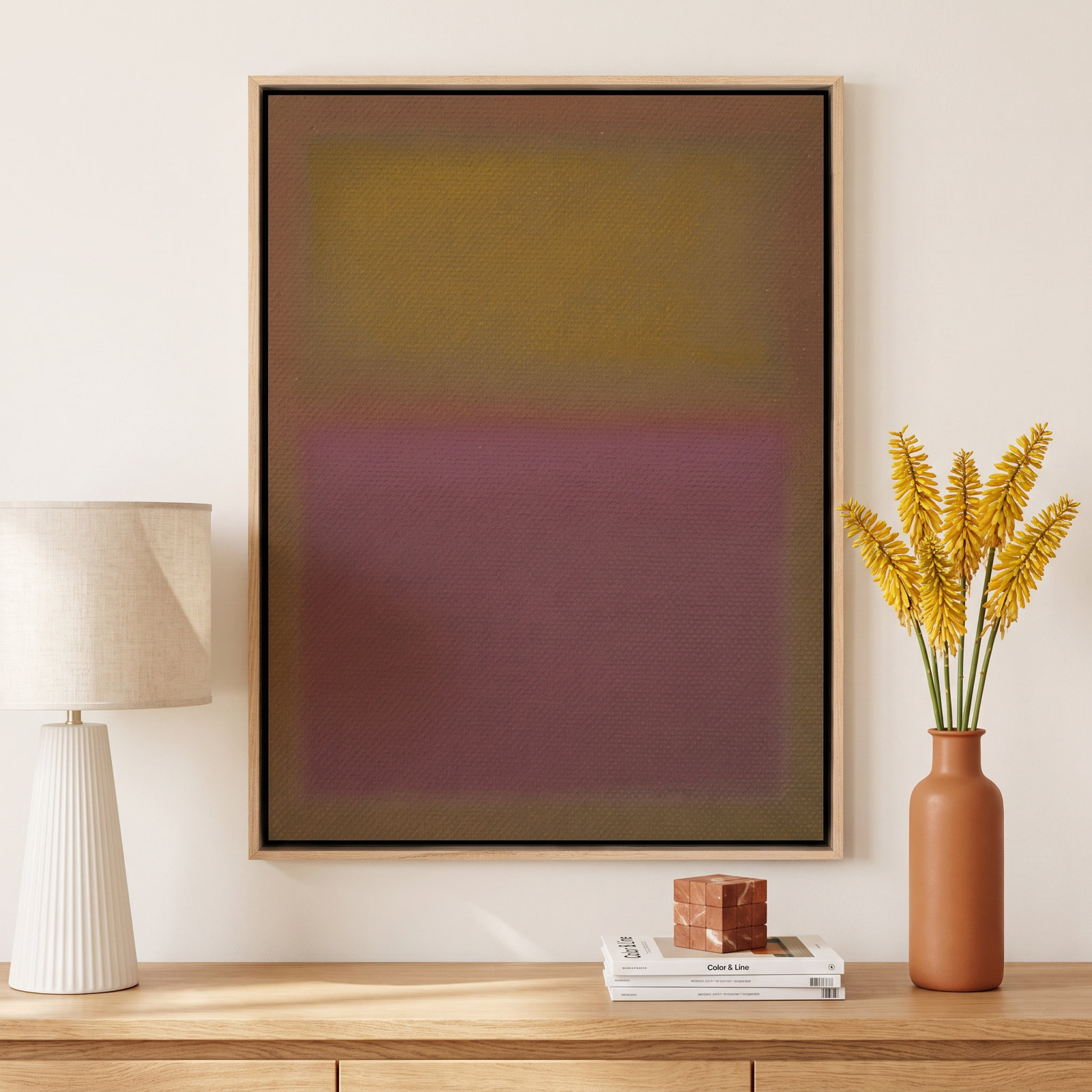 Composition Neutral Painting by Charles Stuart, 32" H x 24" W x 2" D, Violet, Light Brown