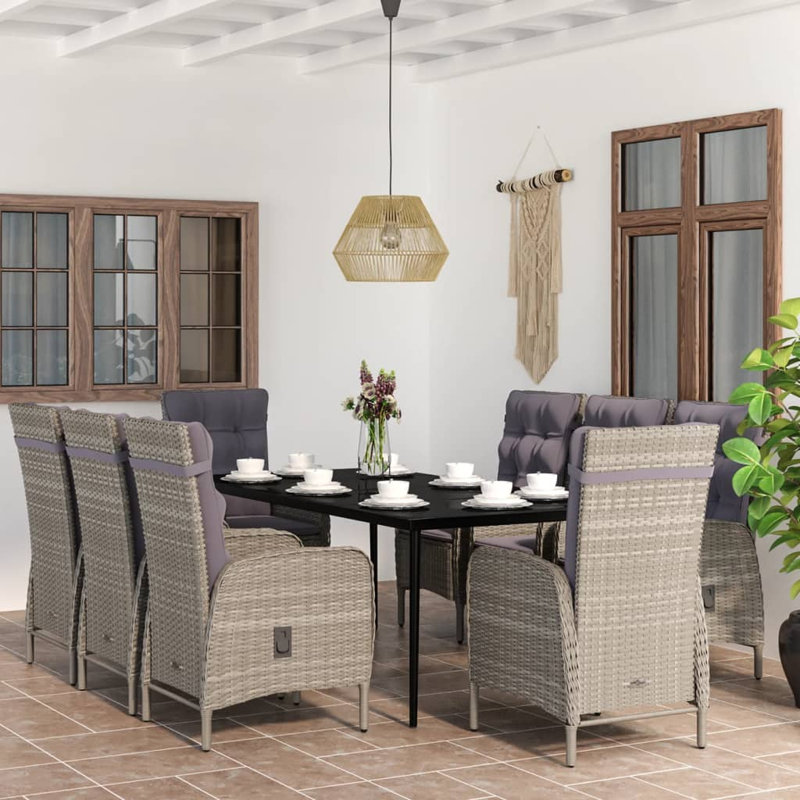 Ensemble bistro 2 personnes Caitlyn-Rose, Noir, 8, H 29,1 po x l 78,7 po x P 39,4 po