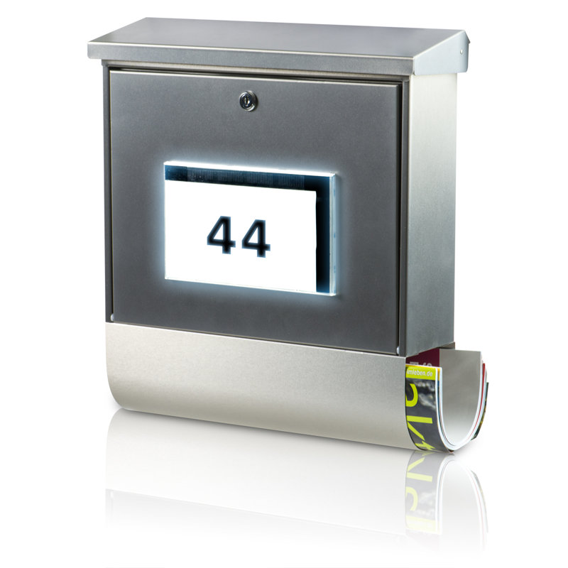 Malaga Stainless Steel Wall Mounted Lockable Weatherproof Post Box & Intergrated Newspaper Holder