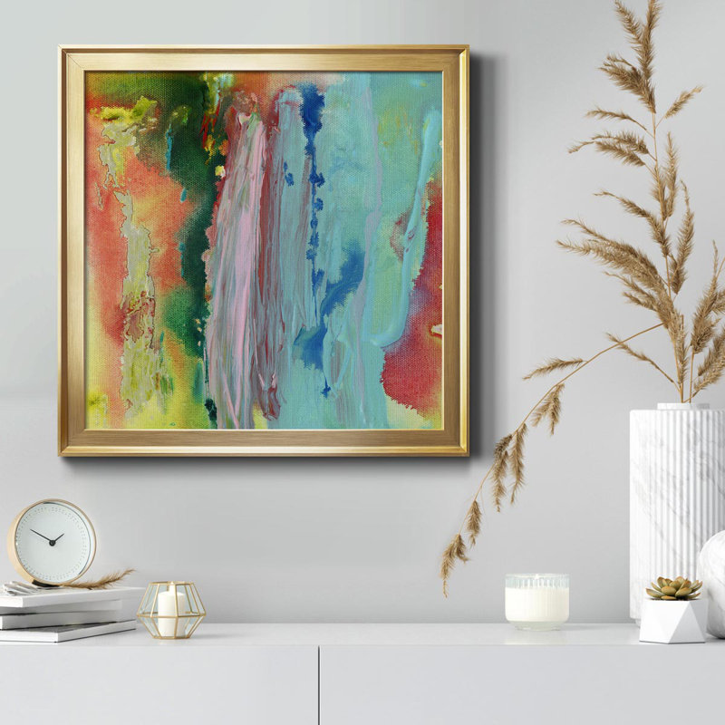 Long Lake I - peinture sur toile encadrée, H 30,5 po x l 30,5 po x P 1,5 po, Cadre doré