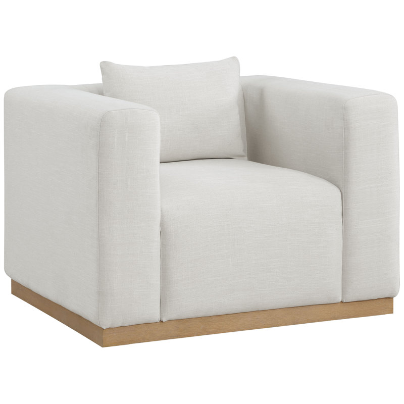 Huzayl 44,5 po de large, Tissu crème texturé en lin