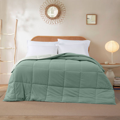 Couette moderne, couette réversible matelassée en duvet synthétique avec languettes aux coins, literie toutes saisons