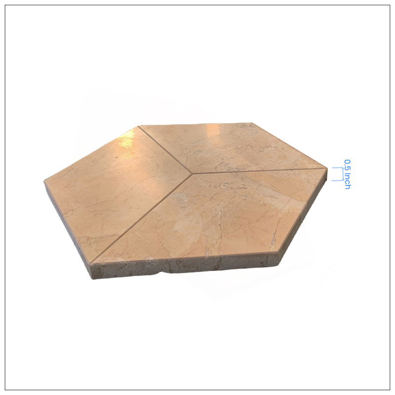 Hexagon Gold Yellow Beige Polished Marble Tiles, Natural Stone For Walls And Floors, 12 Pieces Per Box, 7.1 Sq Ft Coverage