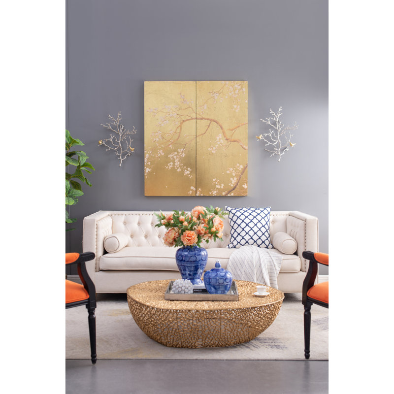 Ensemble de 2 sculptures murales en métal avec accents d'oiseaux 17 x 5,5 x 22 po