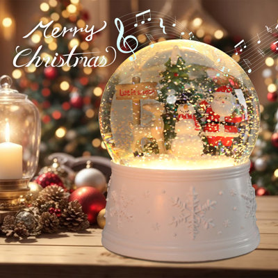 Boule à neige musicale de Noël, bonhomme de neige, boule à neige lumineuse DEL à couleurs changeantes, neige scintillante tourbillonnante automatique, décoration de table scène de village d'hiver, décoration de Noël