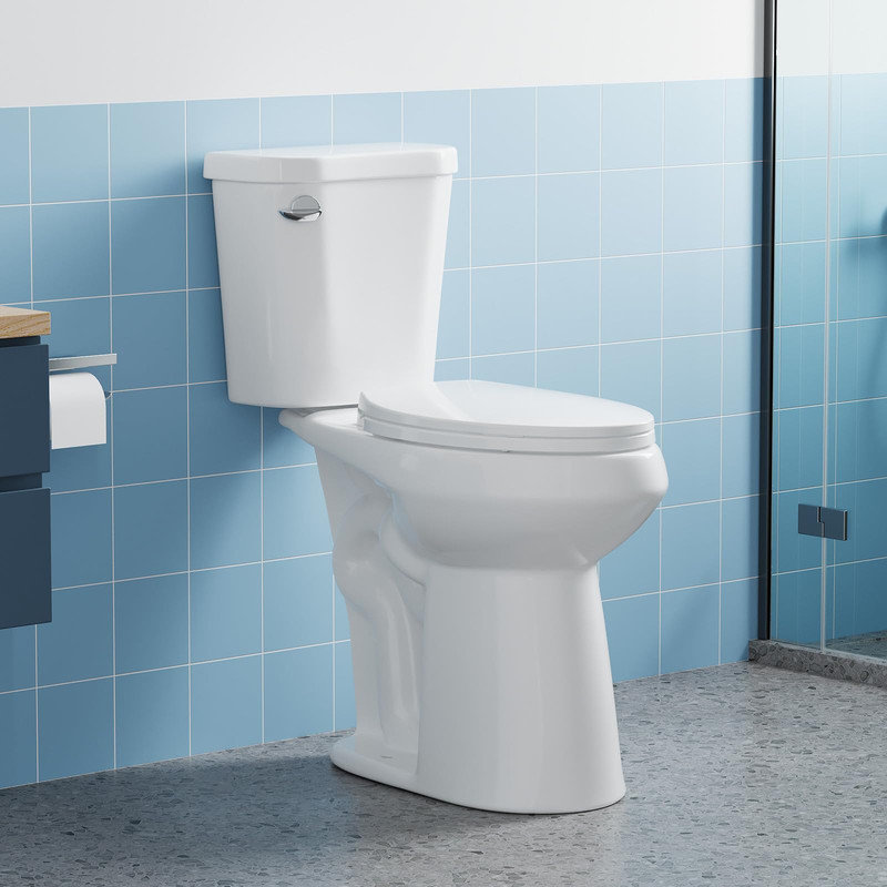 21" Two-Piece ADA Toilet, Elongated Bowl, 1.28 GPF Side Flush, Soft-Close Seat, Handicap & Senior Friendly Ceramic