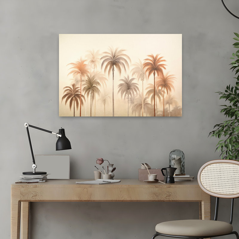 Art contemporain, palmier abstrait, art côtier, H 16 po x l 24 po